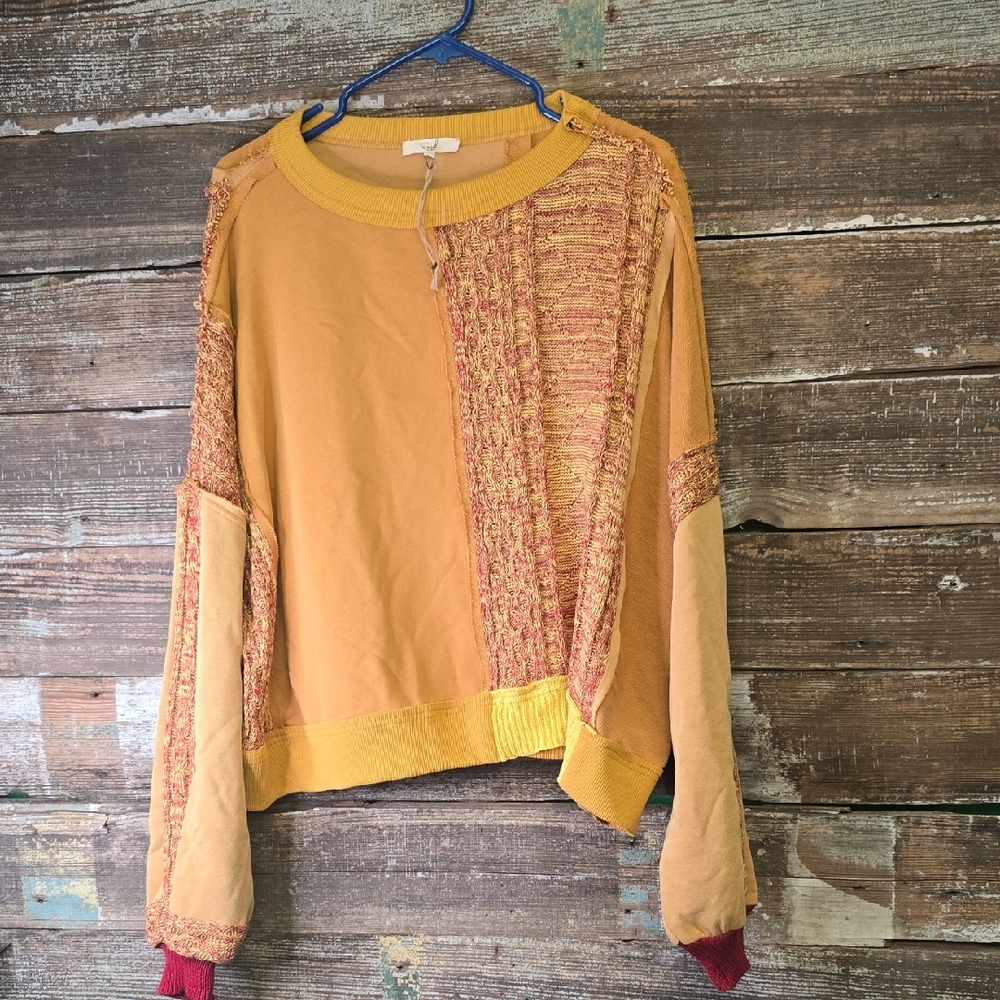 Easel Multicolor Patchwork Sweatshirt, Size L, NW… - image 1